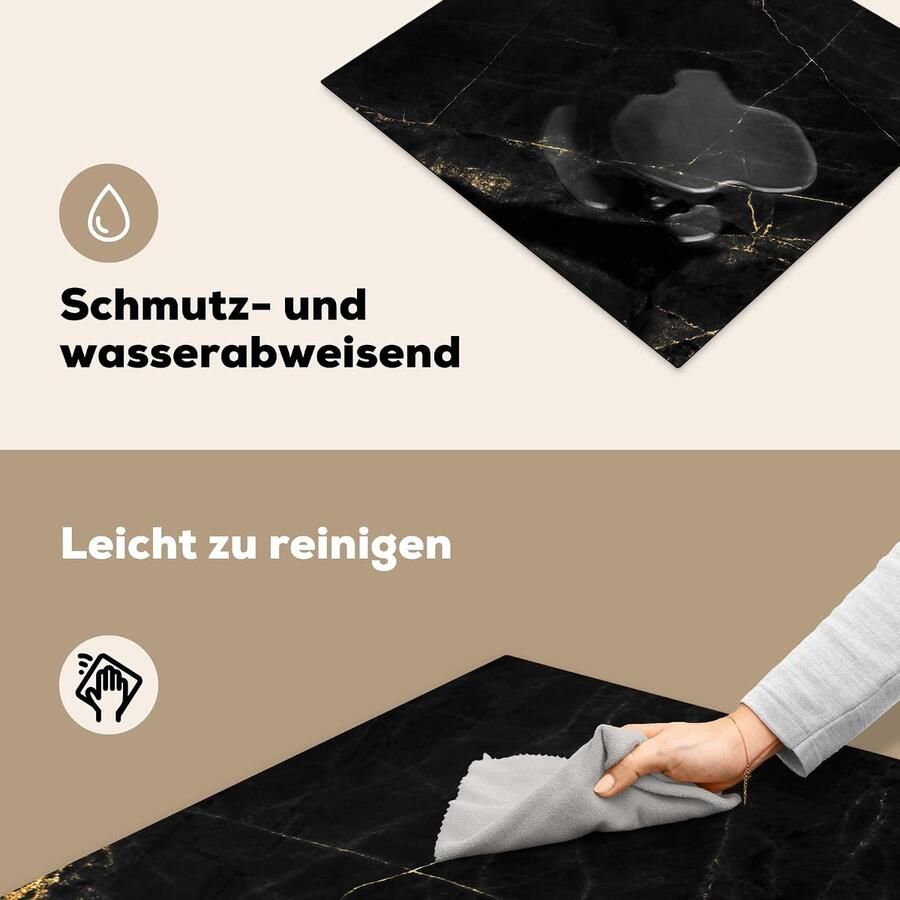 Inductiebeschermer Inductiemat Kookplaat Keuken Verfraaien Krasvrije Kookplaat 58x51 cm Marmer Zwart Goud