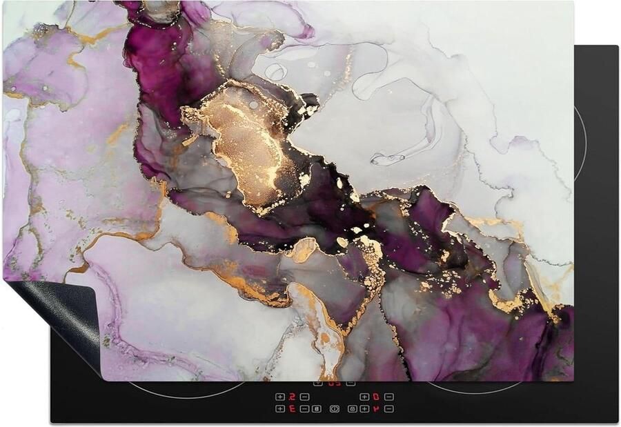 Inductiebeschermer Inductiemat werkblad Keuken Verfraaien Krasvrije Kookplaat 78x52 cm Marmer Goud Paars