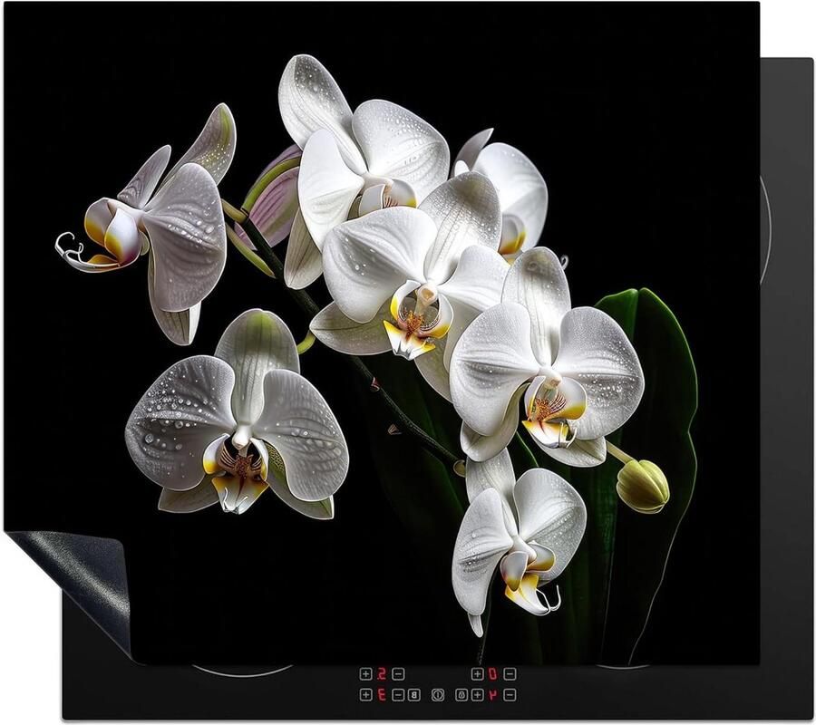 Inductiebeschermer Keuken Kookplaat Beschermer Extra Werkruimte Creëren Anti-slip Mat 59x51cm Orchidee Wit
