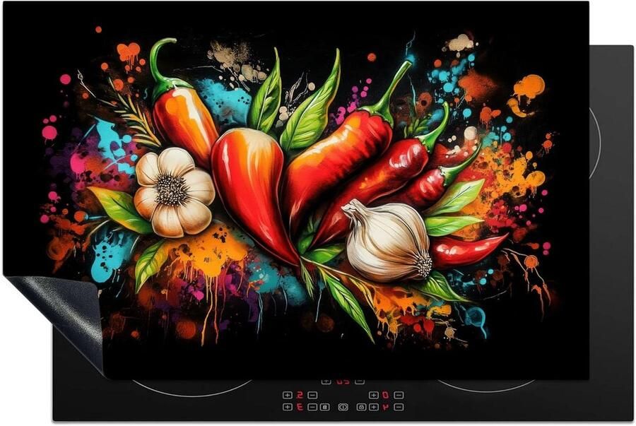 Inductiebeschermer Keuken Kookplaat Beschermer Extra Werkruimte Creëren Unieke Fotoprint 80x52 cm Graffiti Kleuren