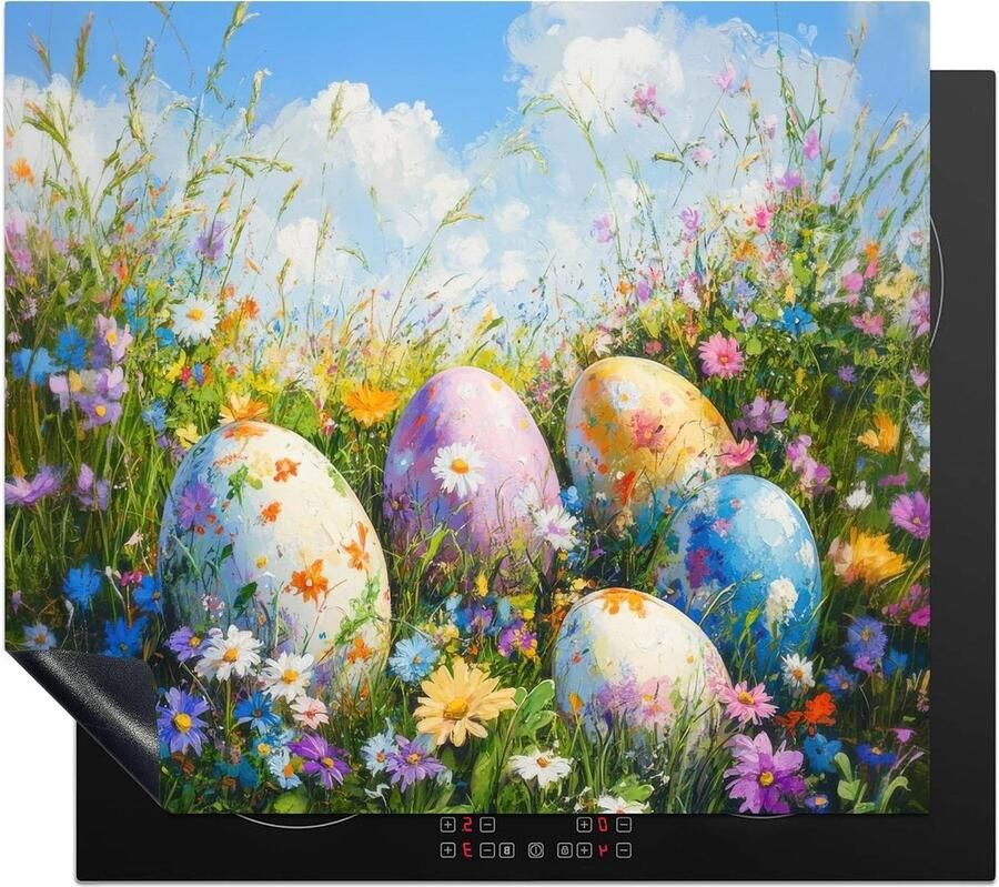 Inductiebeschermer Keuken Kookplaat Protector Aanrechtblad Vergroten Unieke Foto Print 59x51cm Lawn Eggs Flowers