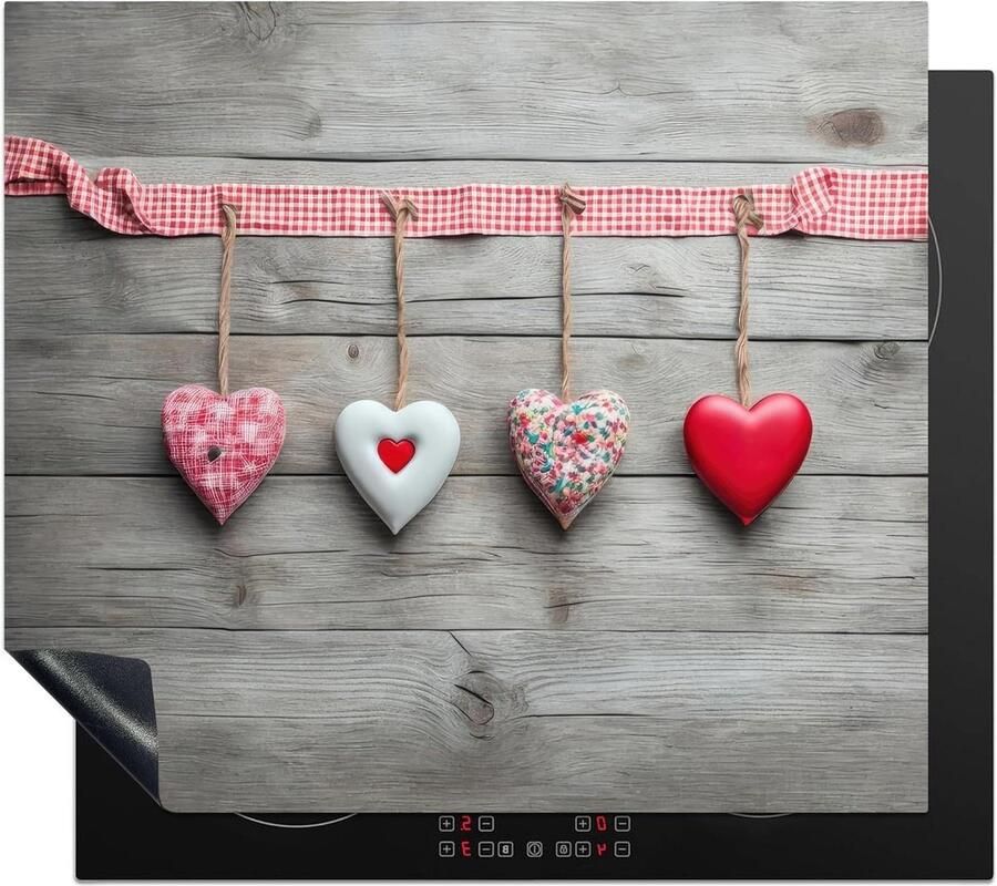 Inductiebeschermer Kookplaat deksel Extra werkruimte Unieke fotoprint 57x51cm Rood Hart