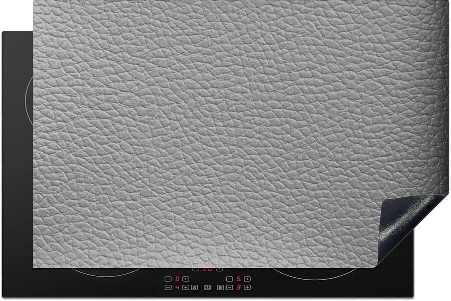 Inductiebeschermer Kookplaat mat Keuken verfraaien Lederlook structuur 81x52 cm Grijs
