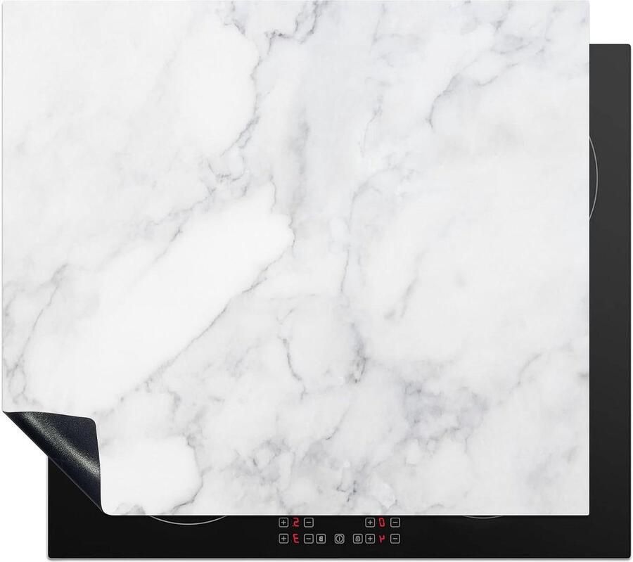 Inductiebeschermer Kookplaat mat Keuken verfraaien Luxe marmerlook 59x51 cm Wit grijs