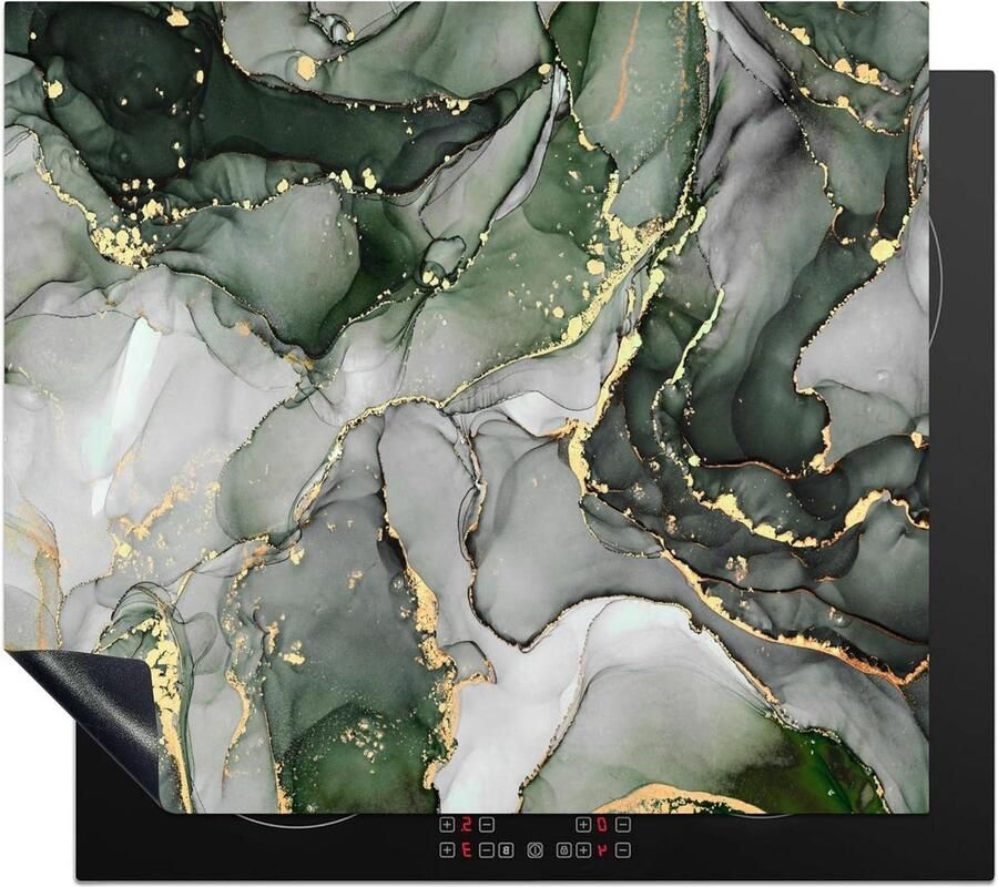 Inductiebeschermer Kookplaat mat Keuken verfraaien Luxe marmer design 60x52 cm Groen multicolor