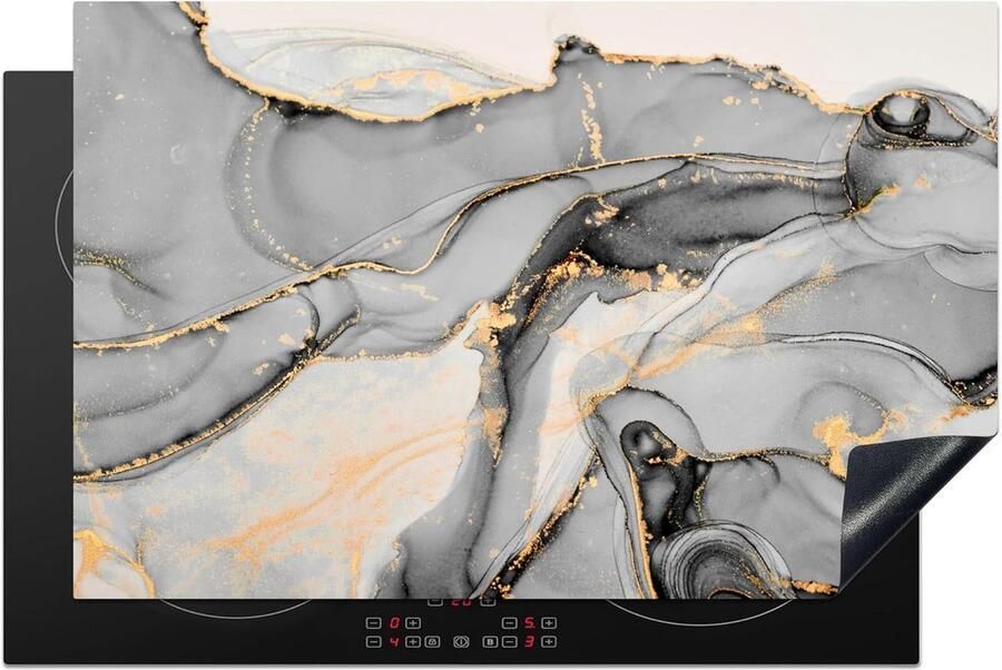 Inductiebeschermer Kookplaat mat Keuken verfraaien Vuil waterafstotend 81x52 cm Marmer Goud Grijs