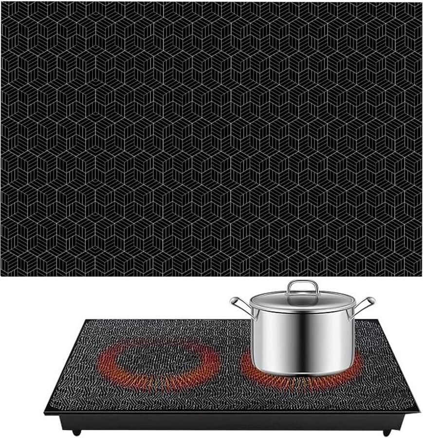 Inductiebeschermer Kookplaathoes Kookplaat Beschermen Hittebestendig Siliconen 52 x 78 cm Zwart