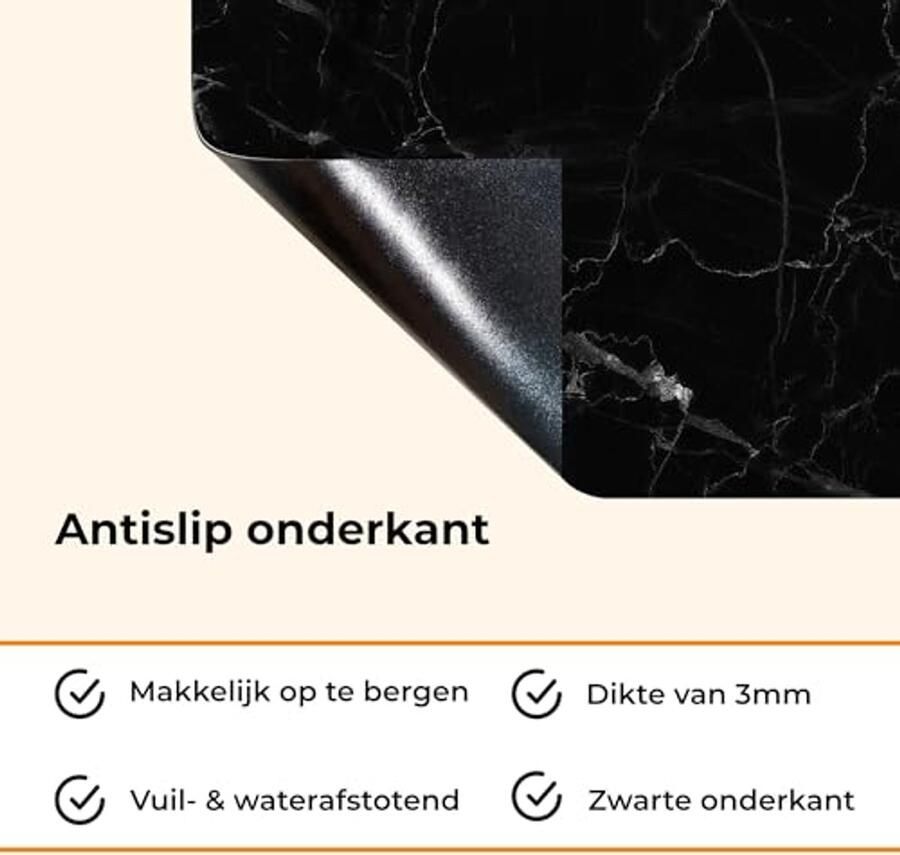 Inductiebeschermer Marmeren Look 58x52cm Antislip Beschermmat voor Inductiekookplaat