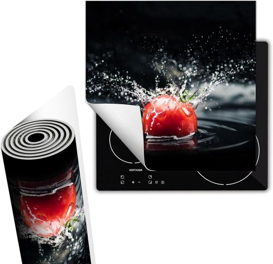 Inductiebeschermer Mat kookplaat beschermen Extra werkruimte 60x52 cm Zwarte tomaat