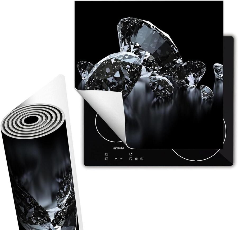 Inductiebeschermer Mat Kookplaat Keuken Beschermen Extra Werkruimte 60x52 cm Zwarte diamanten