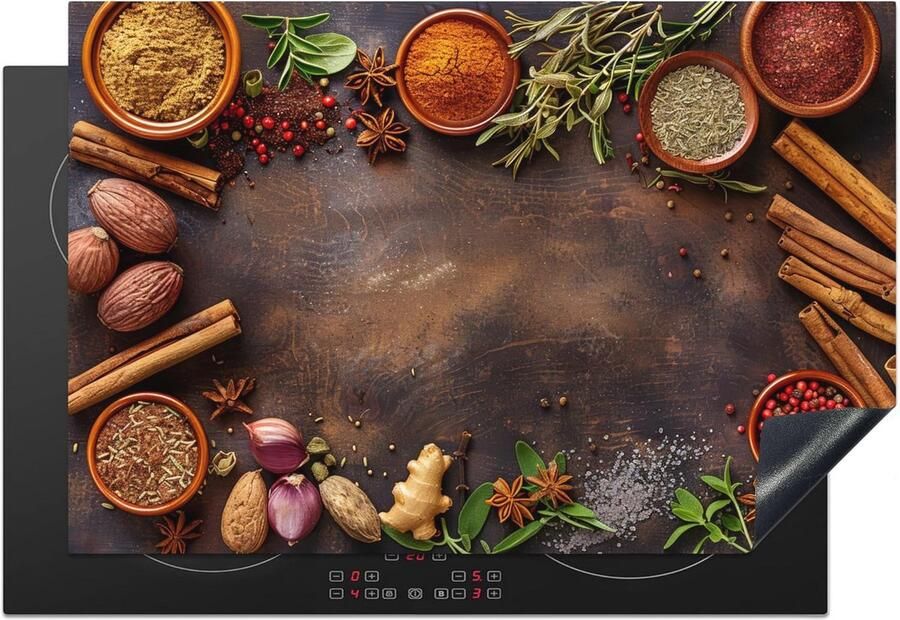 Inductiebeschermer voor Kookplaat 77x51cm Antislip Keuken Protector Kreukvrij en Krassenbestendig Houten Print