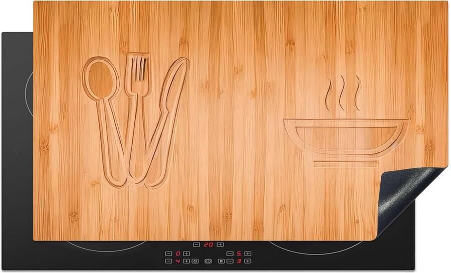 Inductiebeschermer voor kookplaat 91x52cm Houten structuur Antislip en krassenbescherming