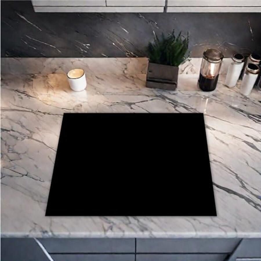 Inductiebeschermer Zwart Effen 58x52 cm Afdekplaat en Antislip Matt voor Inductiekookplaten