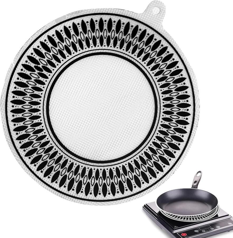 Inductie Beschermmat Kookplaat Mat Kookplaat Beschermen Hittebestendig Siliconen 24cm Diameter Zwart