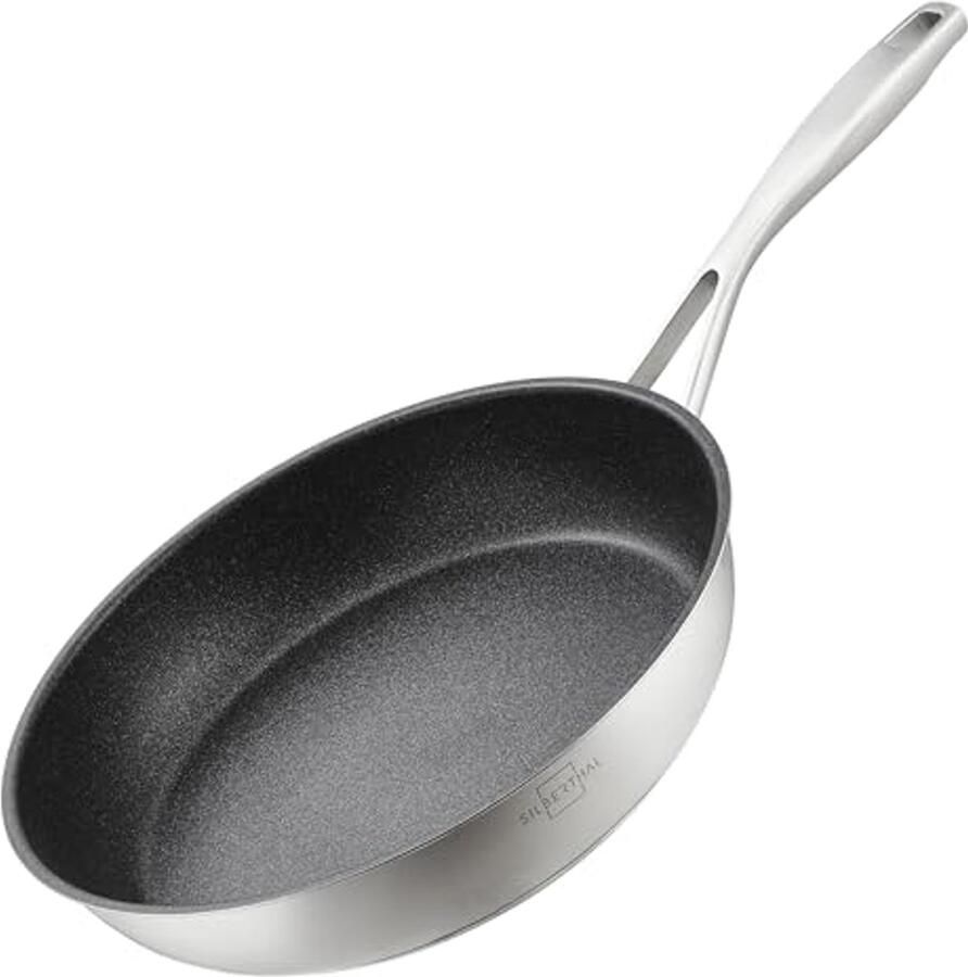 Inductiebraadpan 28 cm RVS antiaanbakcoating Geschikt voor oven en alle warmtebronnen