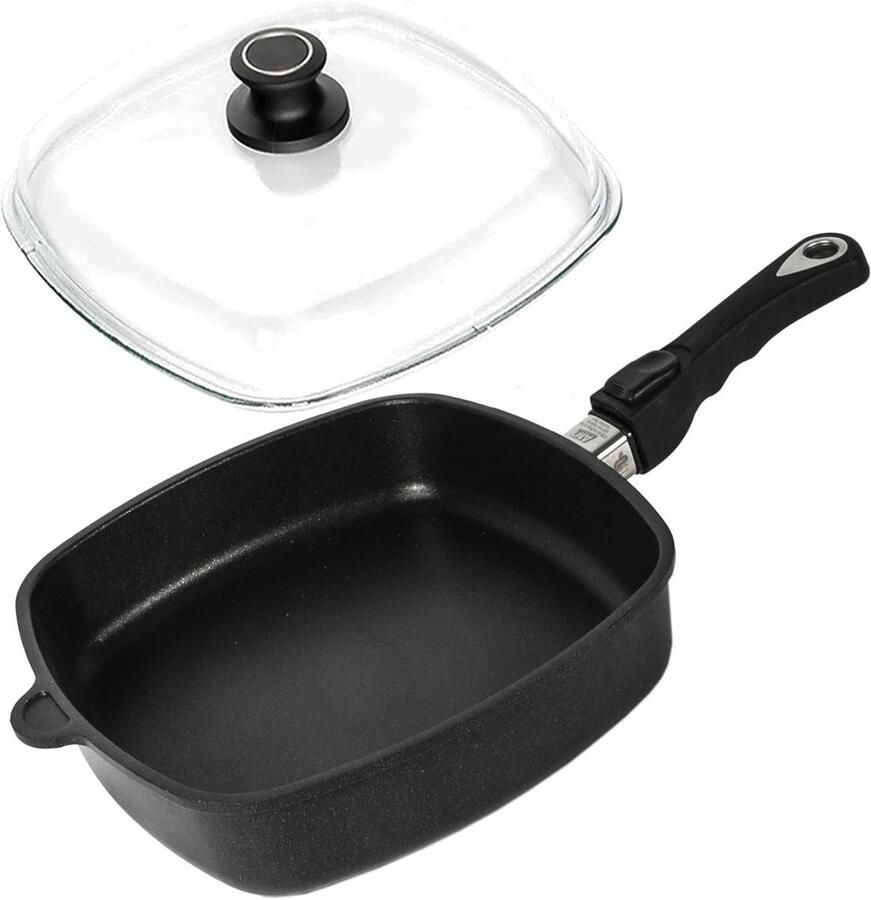 Inductiehoekpan Grillpan Vlees en vis Ovenbestendig vaatwasser 28 x 28 cm
