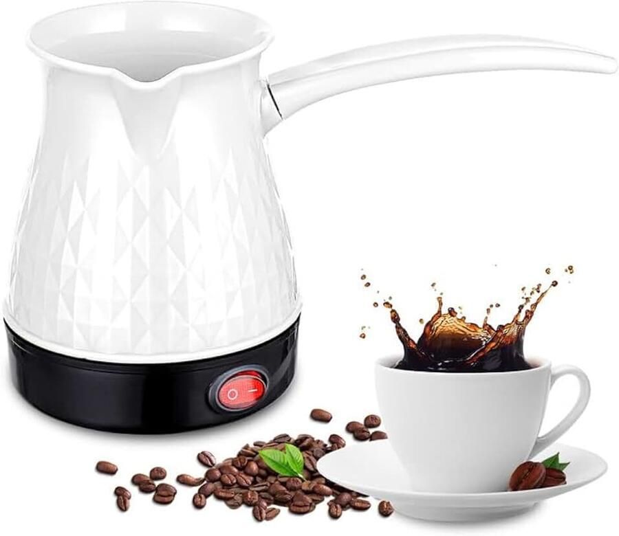 Inductiekoffiemachine 500 ml Turks koffiezetapparaat campingkoffiezetapparaat elektrisch koffiezetapparaat voor thee en melk kalkoen voor thee en espresso (wit)