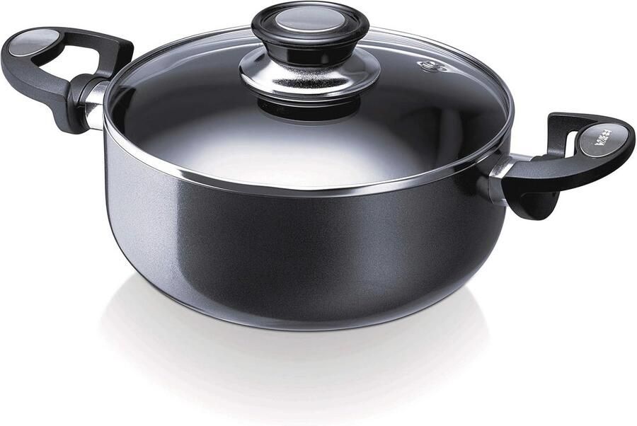 Inductiekookpan 24 cm aluminium met antiaanbaklaag en hittebestendige grepen