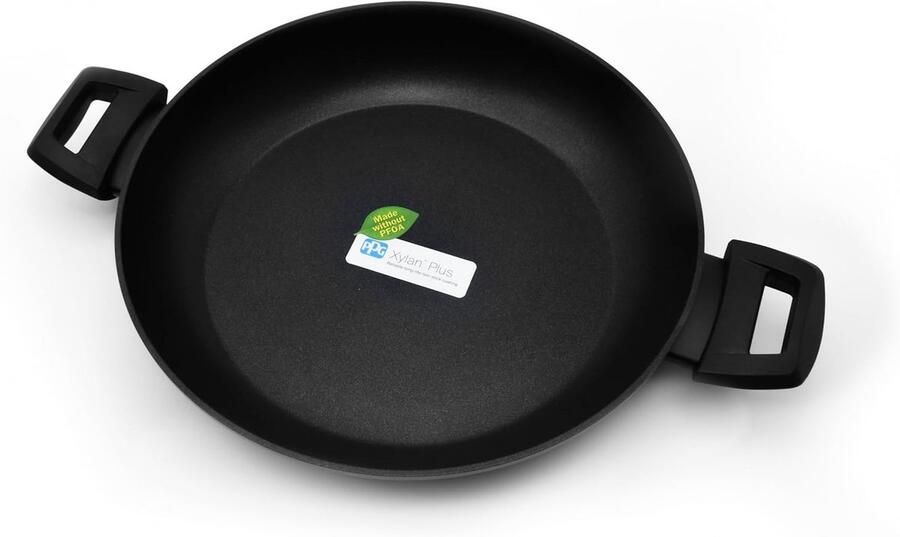 Inductiekookpan 24 cm Anti-aanbakpan met 2 Handgrepen Hoge Dikte Zwart