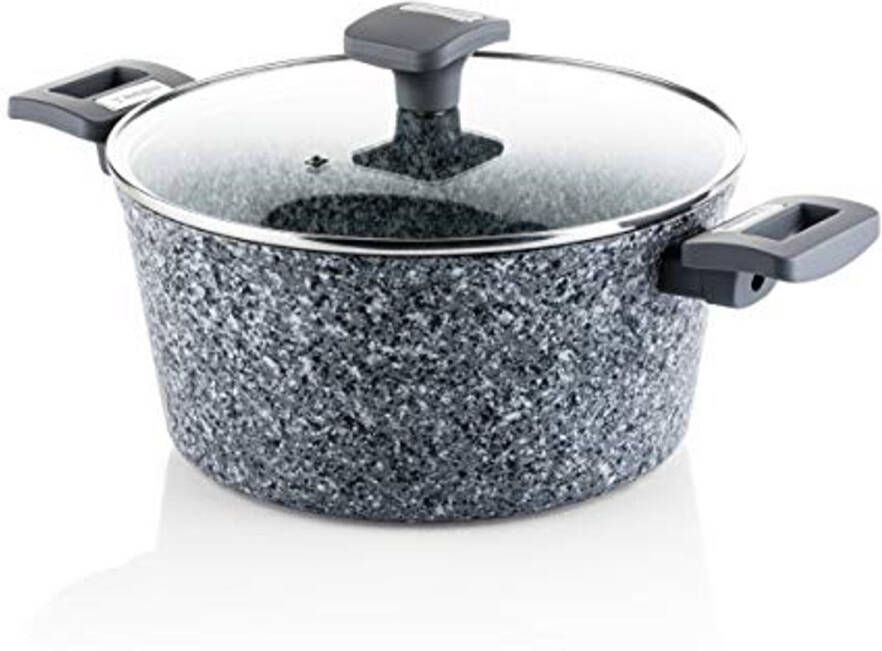 Inductiekookpan 24cm Gecoate Granieten Stoofpan met Deksel Grijze Kookpan