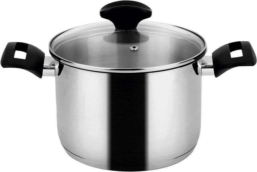 Inductiekookpan Hoge pan Gerechten bereiden Drielaagse diffusorbodem 3 liter Zilver