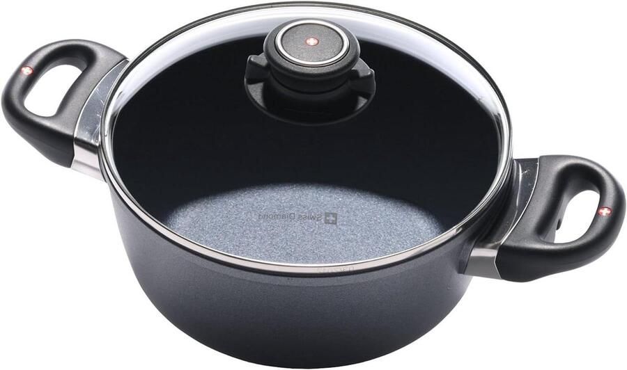 Inductiekookpan met Antiaanbaklaag Braadpan met Deksel Gezond Koken Versterkt met Diamantkristallen 2.1 Liter Grijs