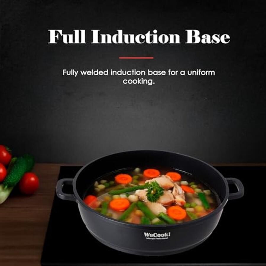 Inductiekookpan met glazen deksel 32 cm Milieuvriendelijk Antiaanbaklaag Gegoten Aluminium