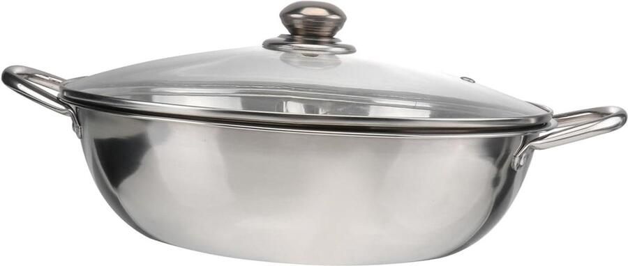 Inductiekookpan met Verdeler Hete pot Soeppan Gezellig Koken Dubbelzijdig Scheidingsontwerp 28cm Zilver