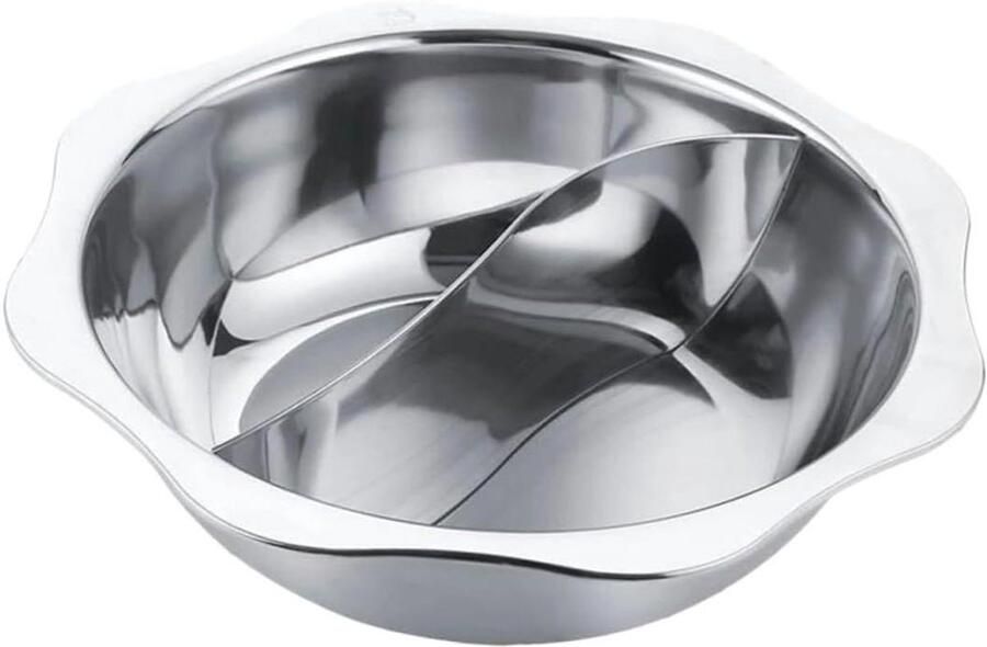 Inductiekookpan Roestvrijstaal Hotpot Potverdeler Gezellig Eten Dubbele Smaak 38x38CM Zilver