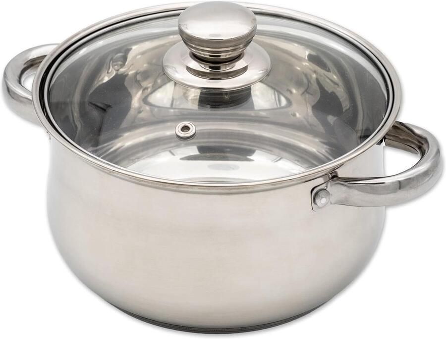 Inductiekookpan Roestvrijstaal Stoofpan Braadpan Soepen en Stoofschotels Universeel Geschikt Alle Warmtebronnen 18 cm Diameter Zilverkleurig