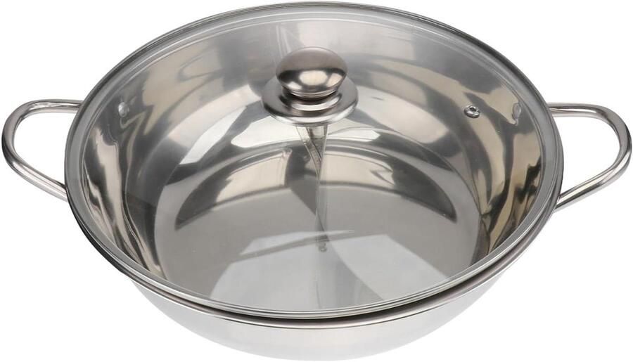 Inductiekookpan Soeppan Hete Pot Gezellig Eten Dubbelzijdig Ontwerp 30 Cm Zilver