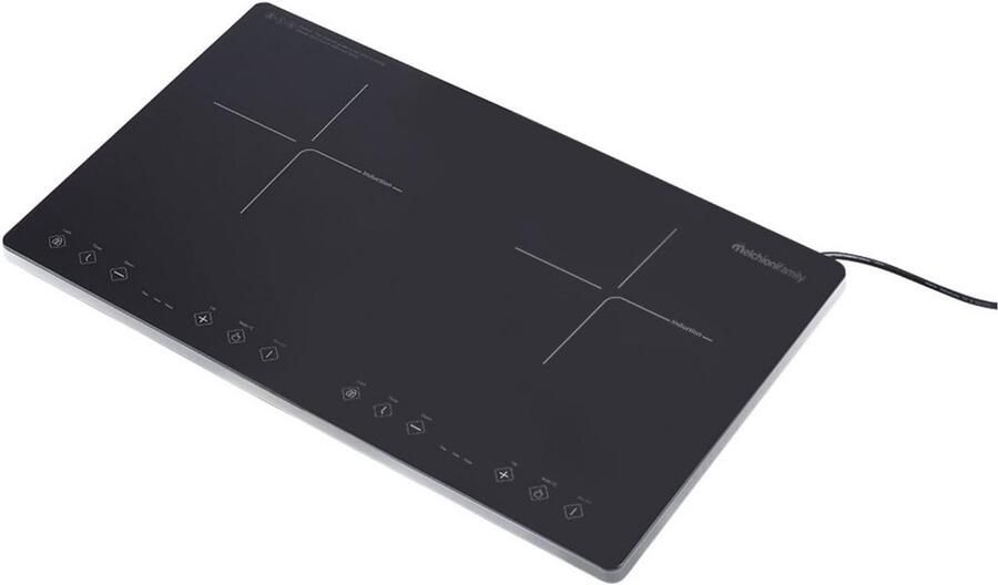 Inductiekookplaat 2 pits Draagbare kookplaat Snel koken Energiebesparend vermogen 37 x 57.8 cm Zwart