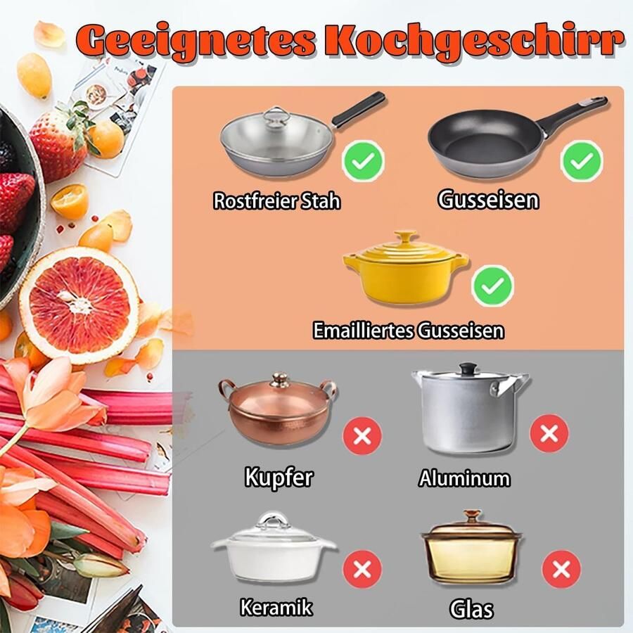 Inductiekookplaat 2 Platen Inbouw Kookveld Snel Koken Roestvrijstalen Kader 28 cm Breed Zwart - Foto 2