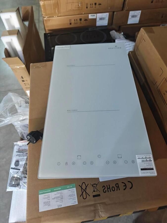 Inductiekookplaat 2 platen Keramische kookplaat Snel koken Met stekker 30 cm Wit