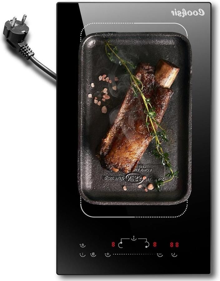 Inductiekookplaat 2 platen met stekker inductiekookplaat 30 cm met keramisch glas flexzone veiligheidsvergrendeling restwarmte-indicator wit