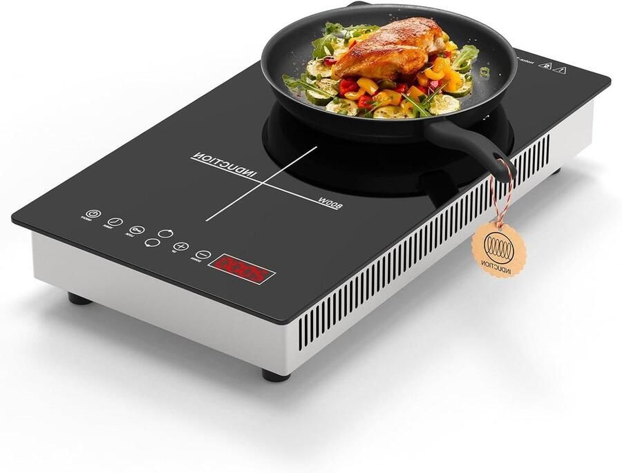 Inductiekookplaat 2 Zones Dubbele Kookplaat Snel Koken 8 Vermogensstanden 520 x 290 mm Roestvrij staal