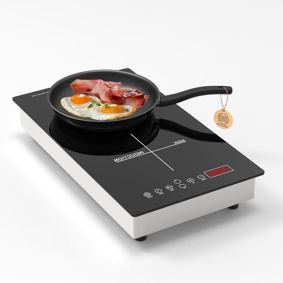 Inductiekookplaat 2 Zones Elektrisch fornuis Dubbel Snel Koken Universeel Pan Compatibel 3500 Watt Zwart