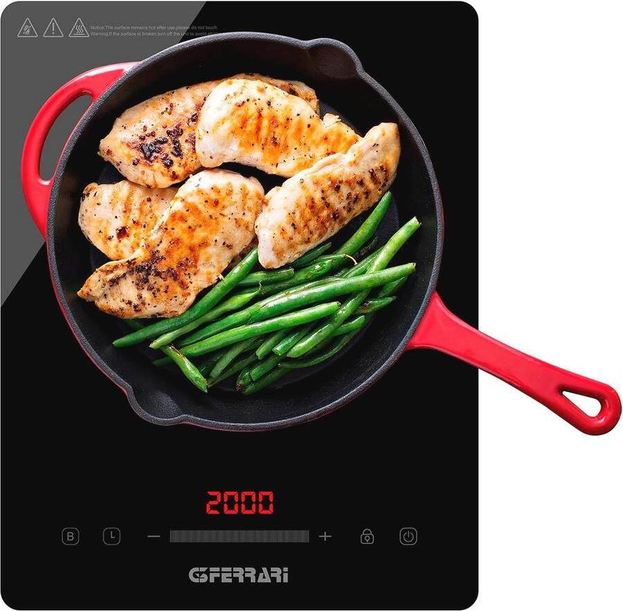Inductiekookplaat 2000W met Temperatuur- en Vermogensinstellingen Digitale Display en Timer