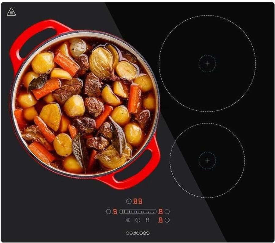 Inductiekookplaat 3 zones Kookplaat elektrisch Snel koken Pannendetectie 290 mm diameter Zwart