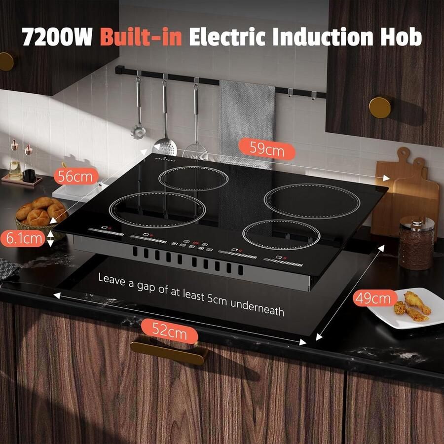 Inductiekookplaat 4 Platen 60 cm met Individuele Touch-Bediening en Boost-Functie - Foto 2