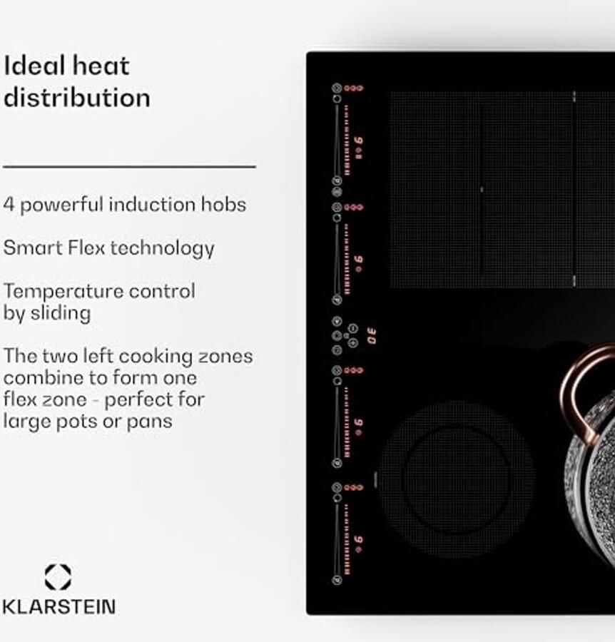 Inductiekookplaat 4 platen 7200 W keramisch met touch control 60 cm