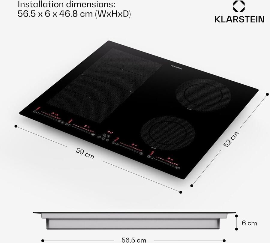 Inductiekookplaat 4 platen 7200 W keramisch met touch control 60 cm - Foto 3