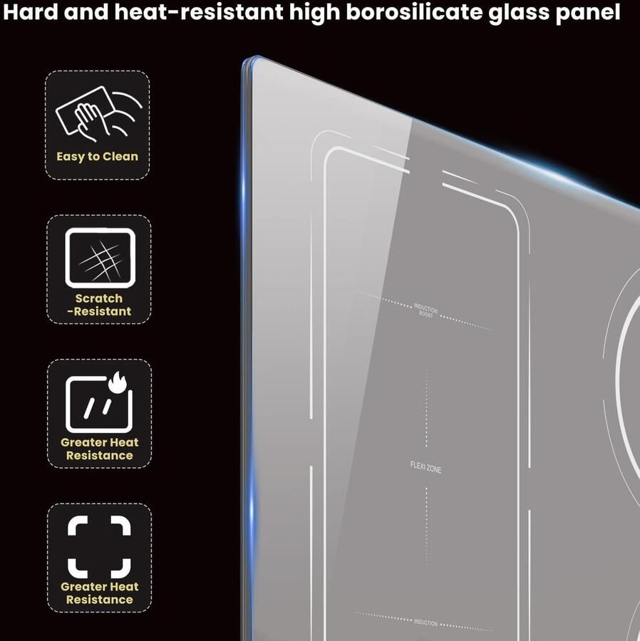 Inductiekookplaat 4 platen Elektrische kookplaat Snel koken Flexibel en programmeerbaar 60 cm Wit