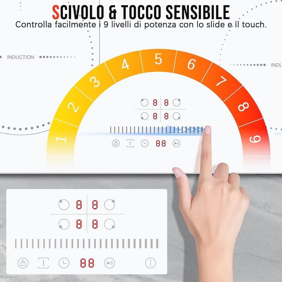 Inductiekookplaat 4 platen met flexzones Wit - Foto 2