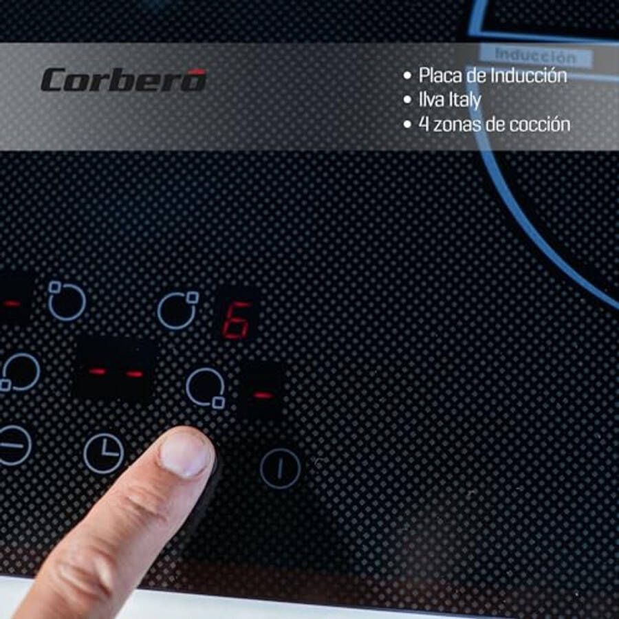Inductiekookplaat 4 zones 6000W met touchbediening en veiligheidsfuncties
