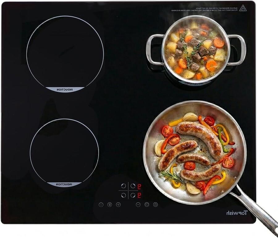 Inductiekookplaat 4 zones Inbouw kookplaat Snel koken Boost functie 60 cm Zwart - Foto 2