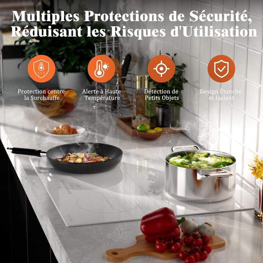 Inductiekookplaat 4 zones Koken en dineren Flexibele zone 60 cm Wit
