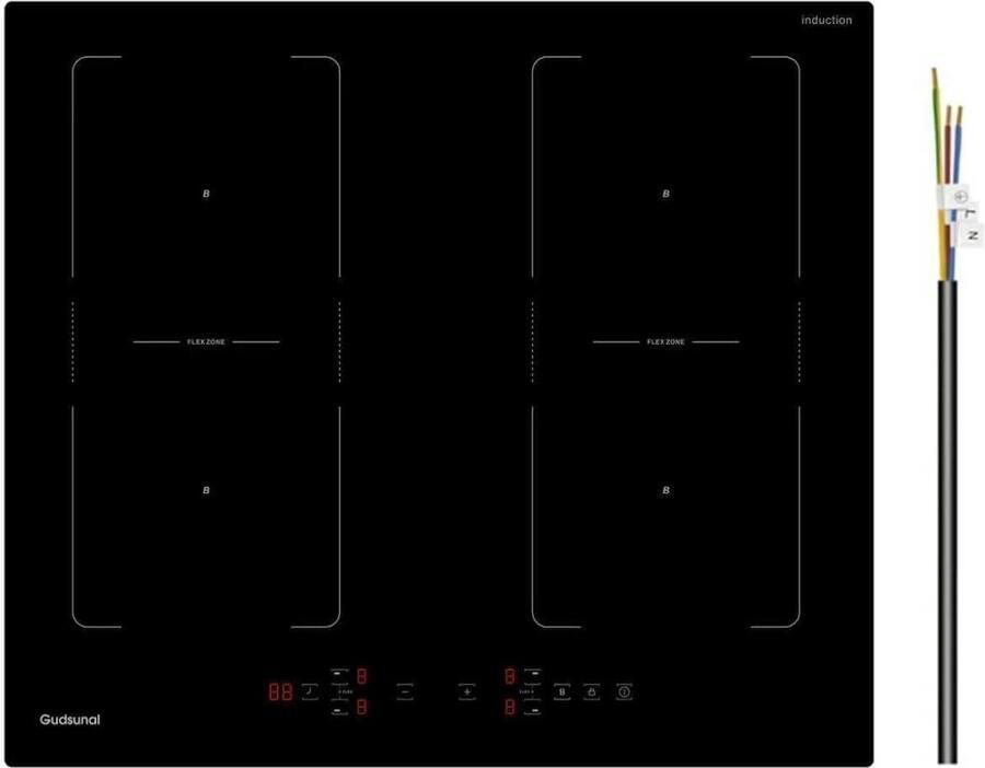 Inductiekookplaat 60 cm 7200 W 4-zone met Flexibele Zones Voor de Thuiskeuken