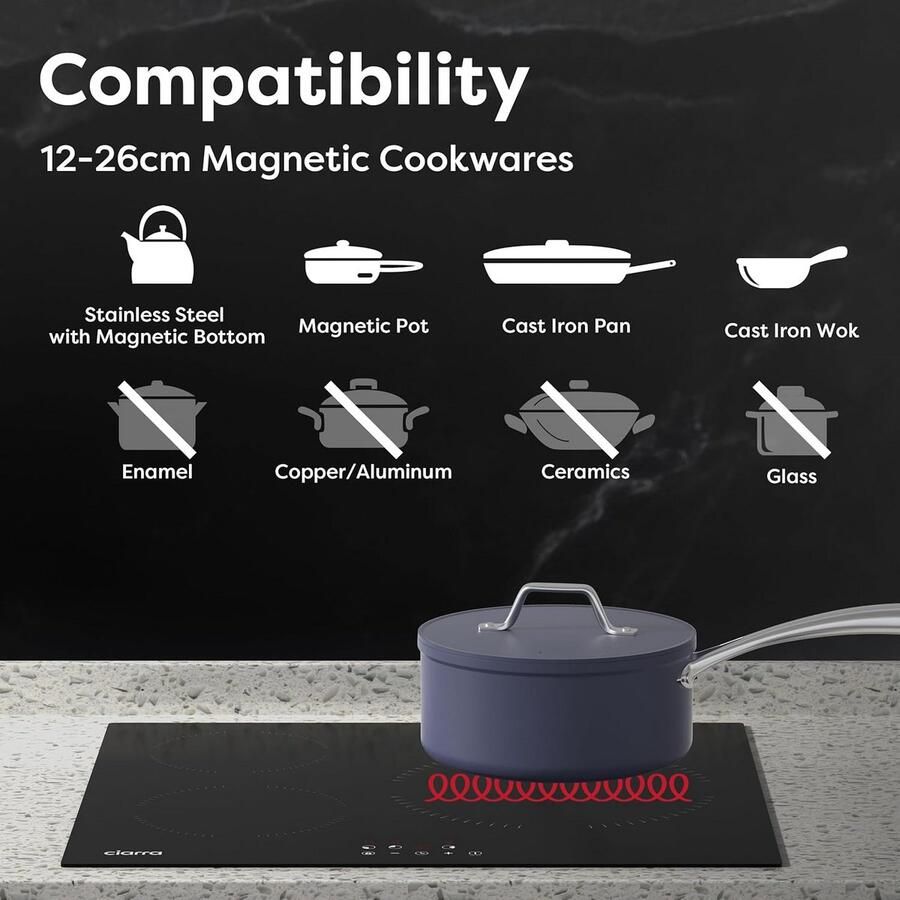 Inductiekookplaat 60 cm Ingebouwd 3 Zone Inductiekookplaat met Touch Control en Timer