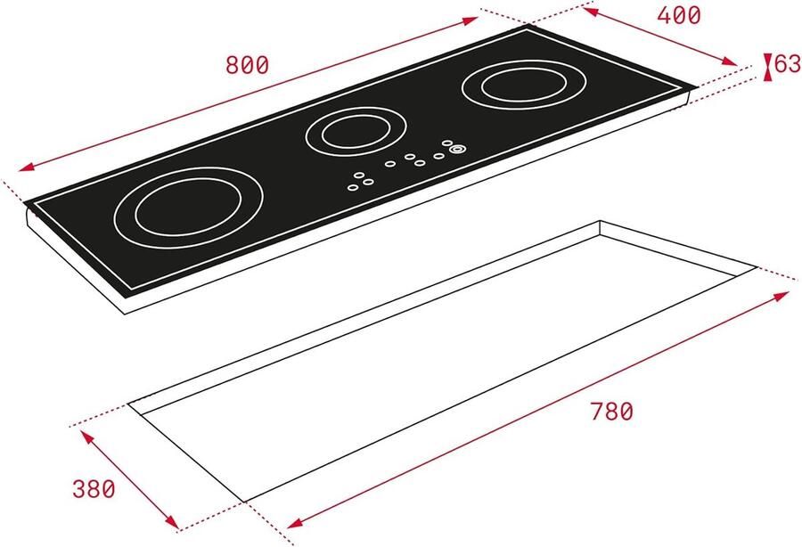 Inductiekookplaat 60 cm Kookplaat 4 zones Snel koken Veiligheidsslot 51 x 60 cm Zwart glas